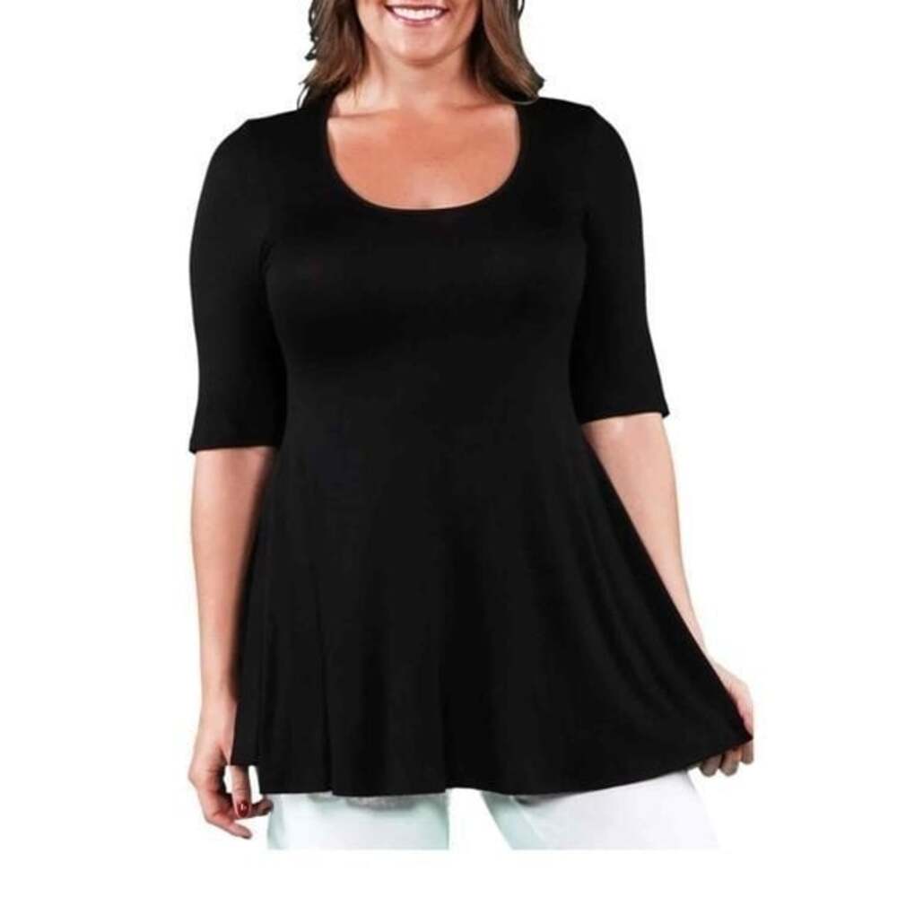 24seven Comfort Apparel Womens Plus Size Black Tunic Top Size 2X New